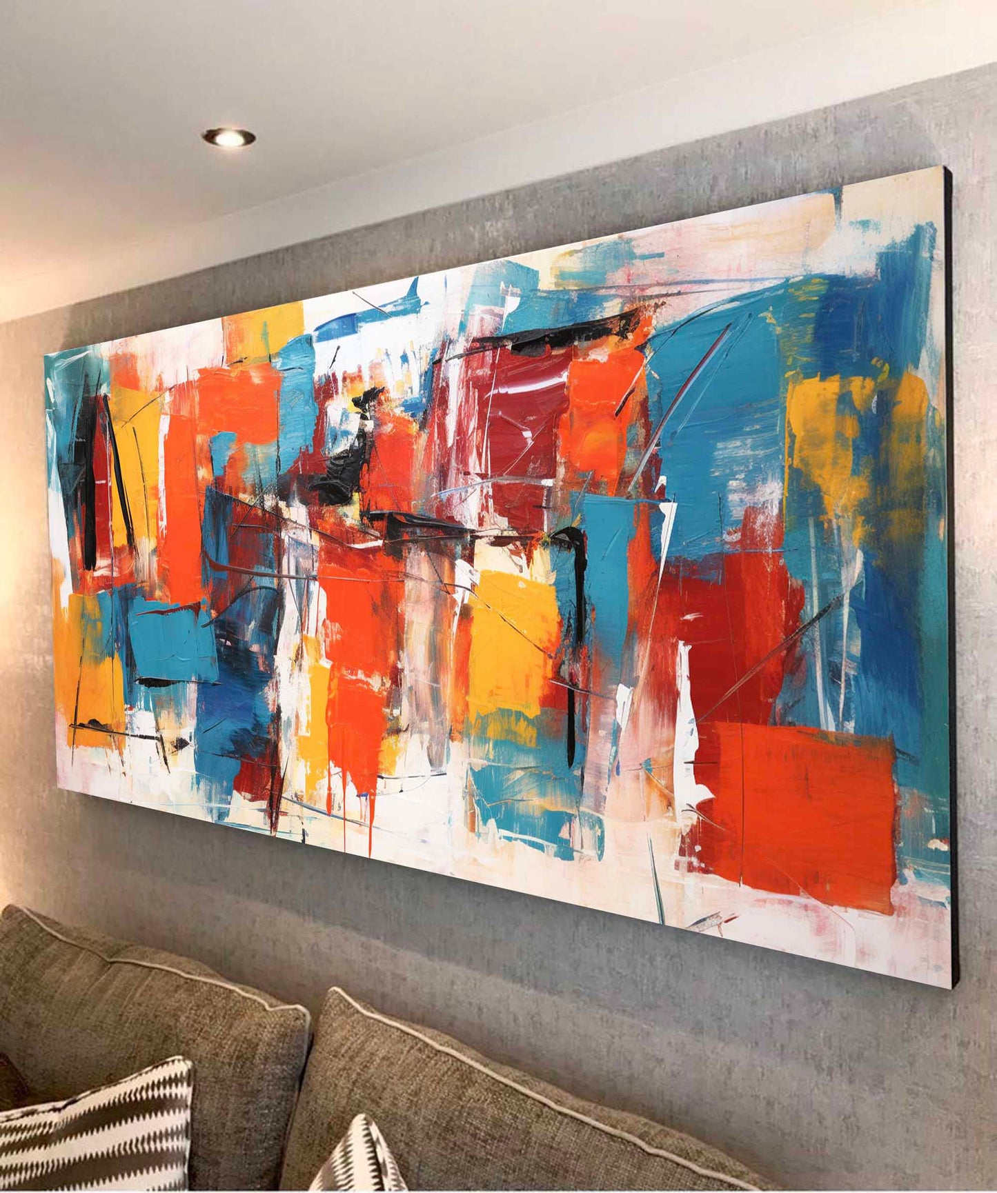 Urban Pulse - Large Abstract Horizontal Art, Contemporary Painting