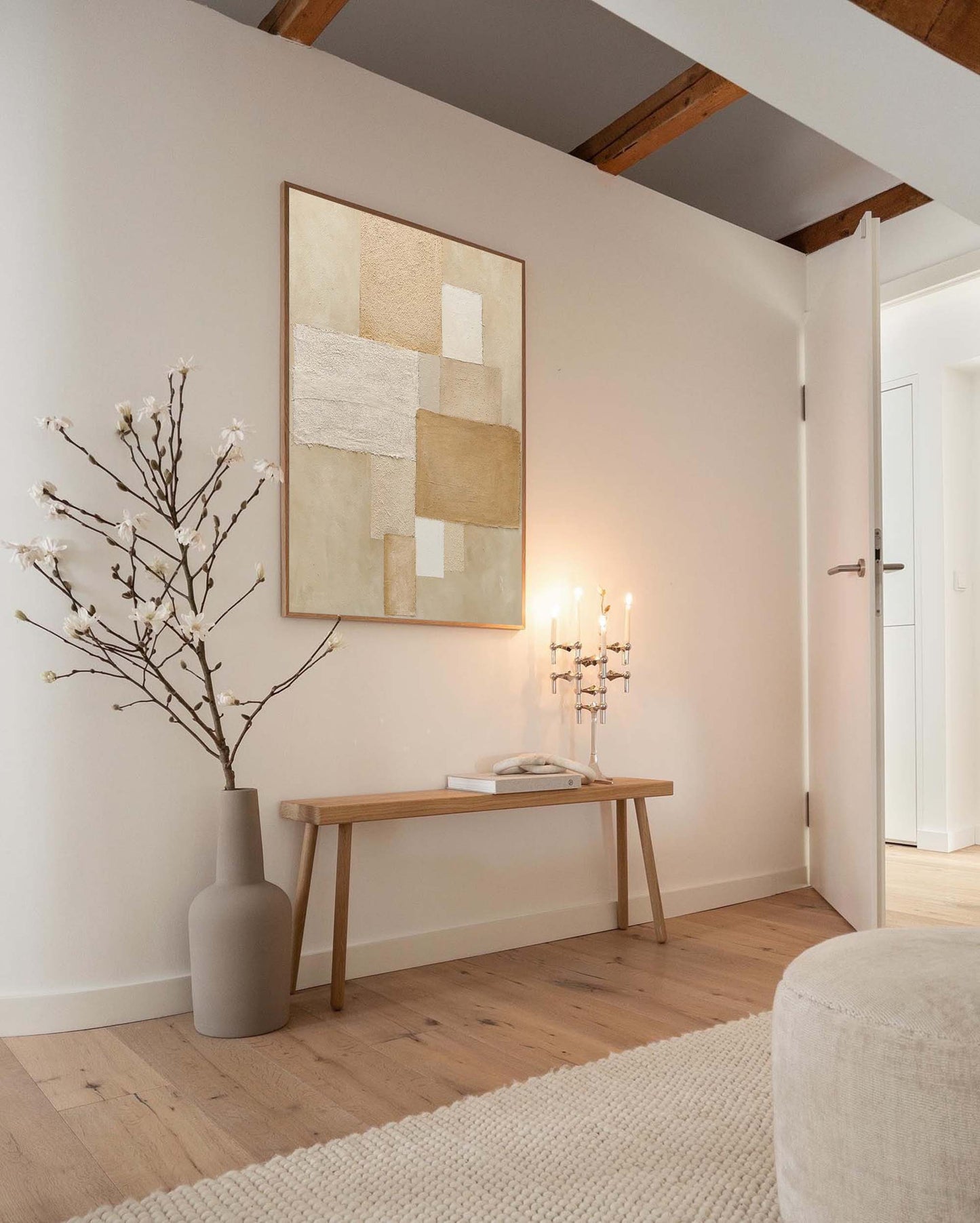 Sandstone - Abstract Collage Art, Neutral Textured Geometric Painting