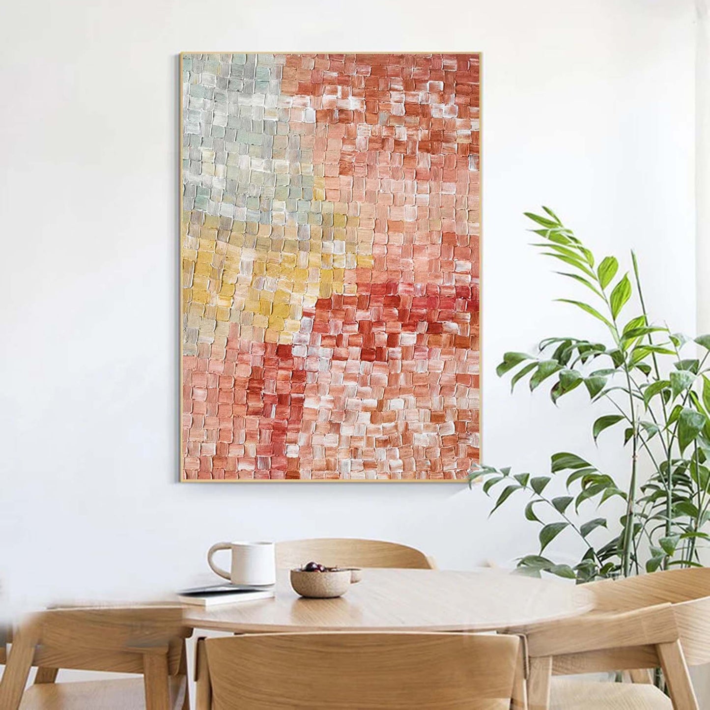 Woven Earth - Terracotta Mosaic Wall Art Textured Canvas
