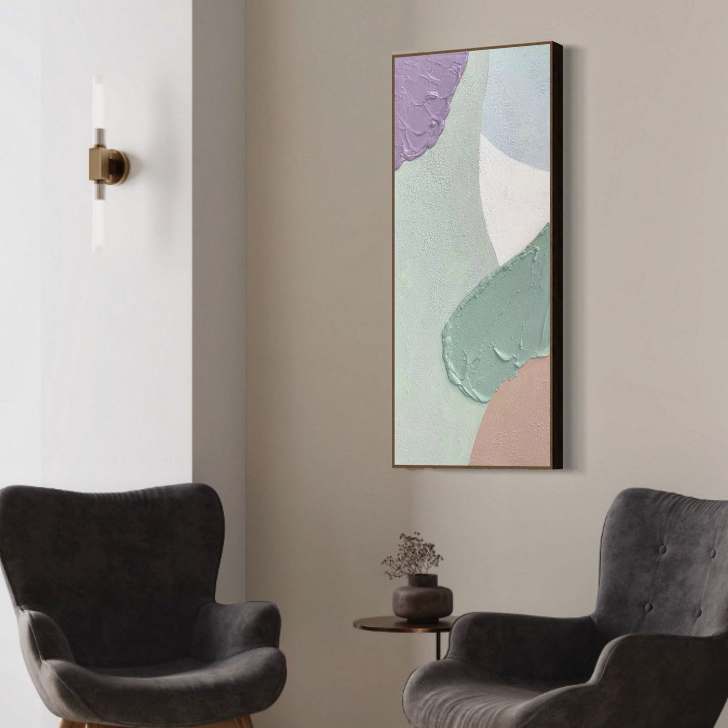 Serene Forms - Textured Purple Abstract Painting, Minimalist Wall Art