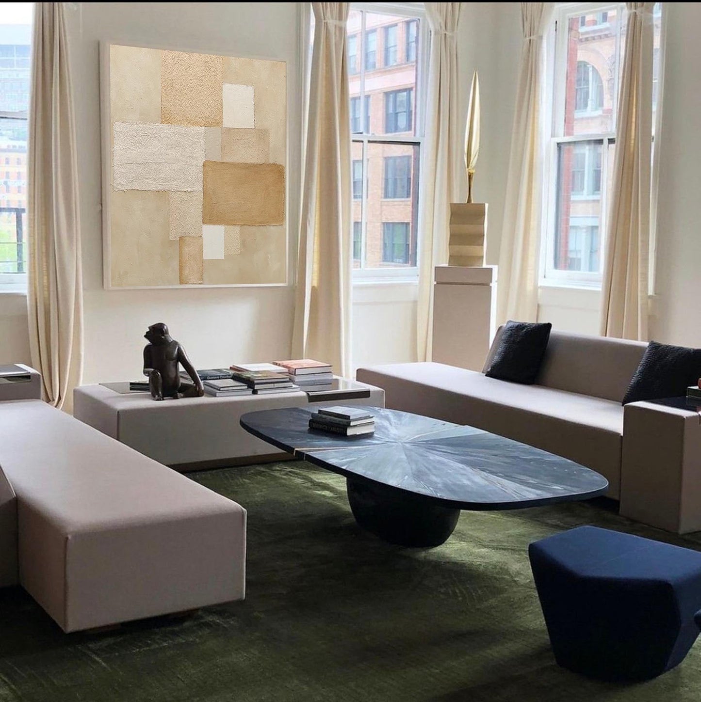 Sandstone - Abstract Collage Art, Neutral Textured Geometric Painting