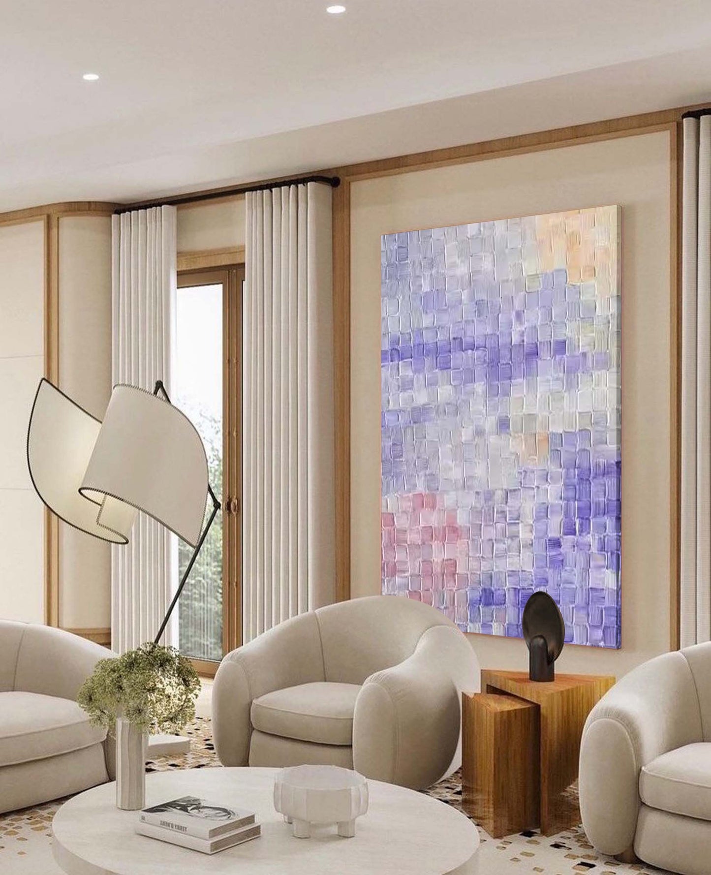 Lavender Weave - Calming Purple Abstract Art, Textured Painting