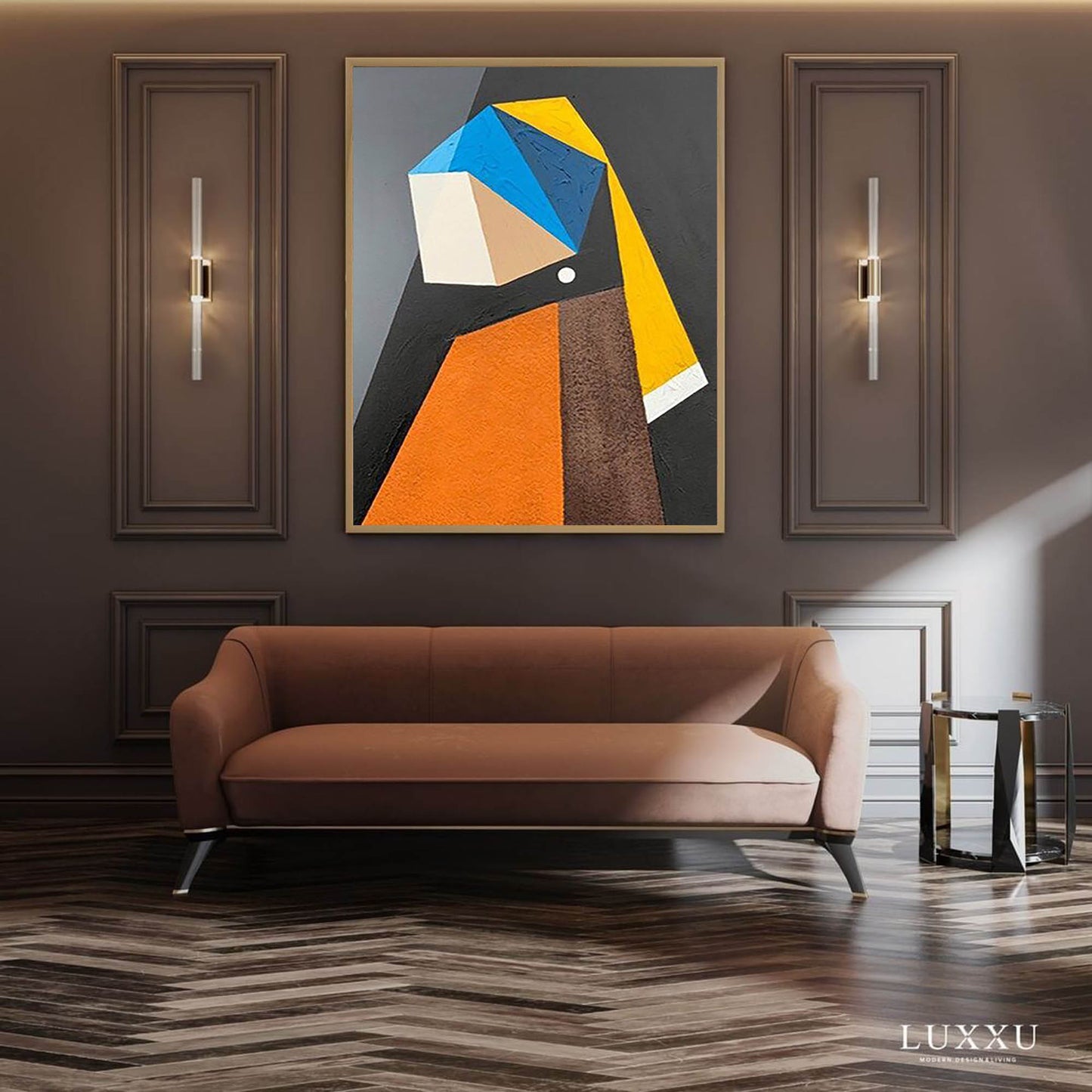 Geometric Pearl - Modern Cubist Style Geometric Wall Art Canvas