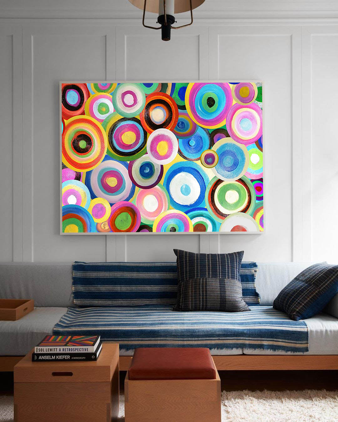 Cosmic Circles - Vibrant Retro Wall Art, Colorful Abstract Circle Painting