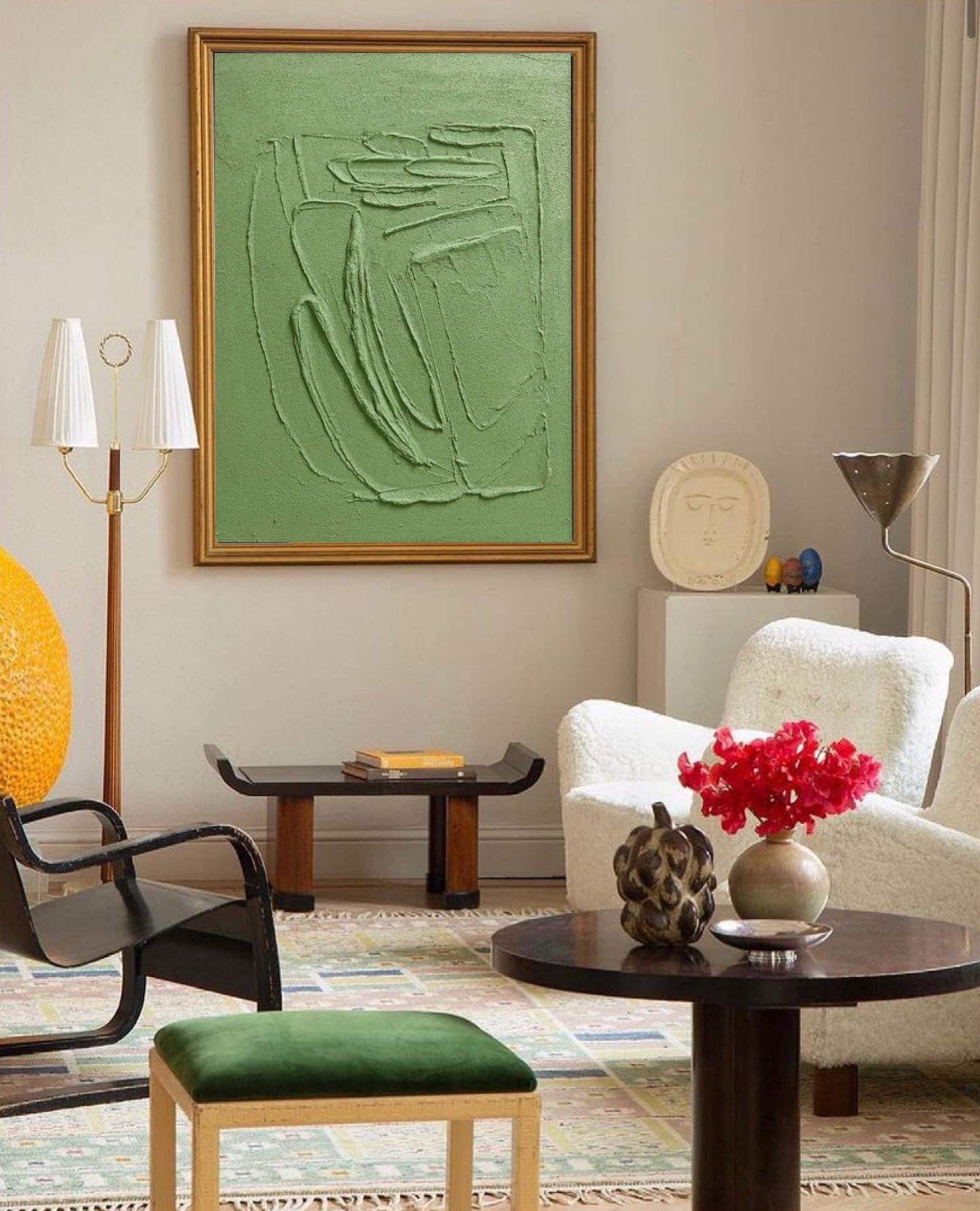 Elemental Form - Minimalist Textured Olive Green Wall Art