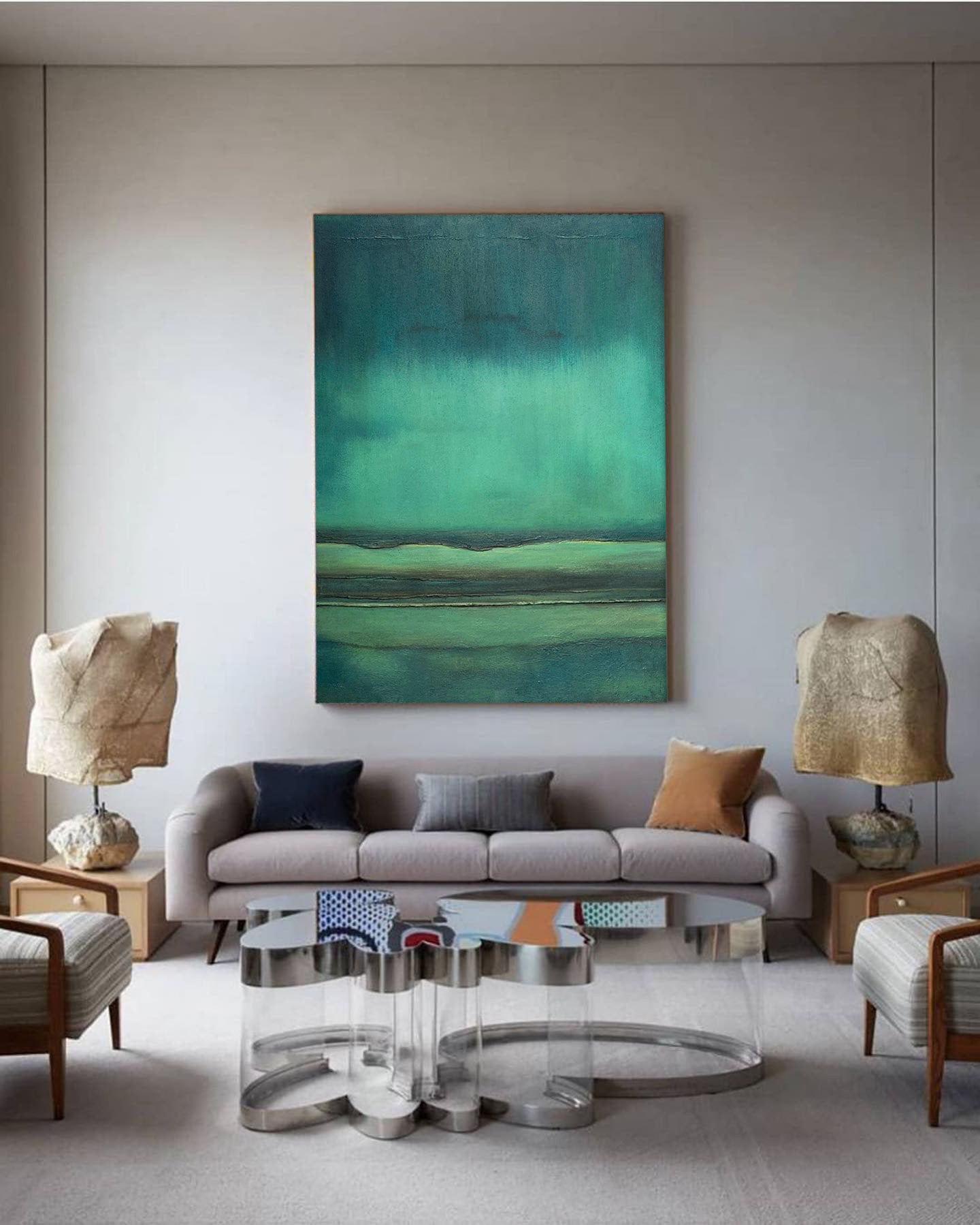 Horizon Depths - Moody Teal Deep Ocean Painting