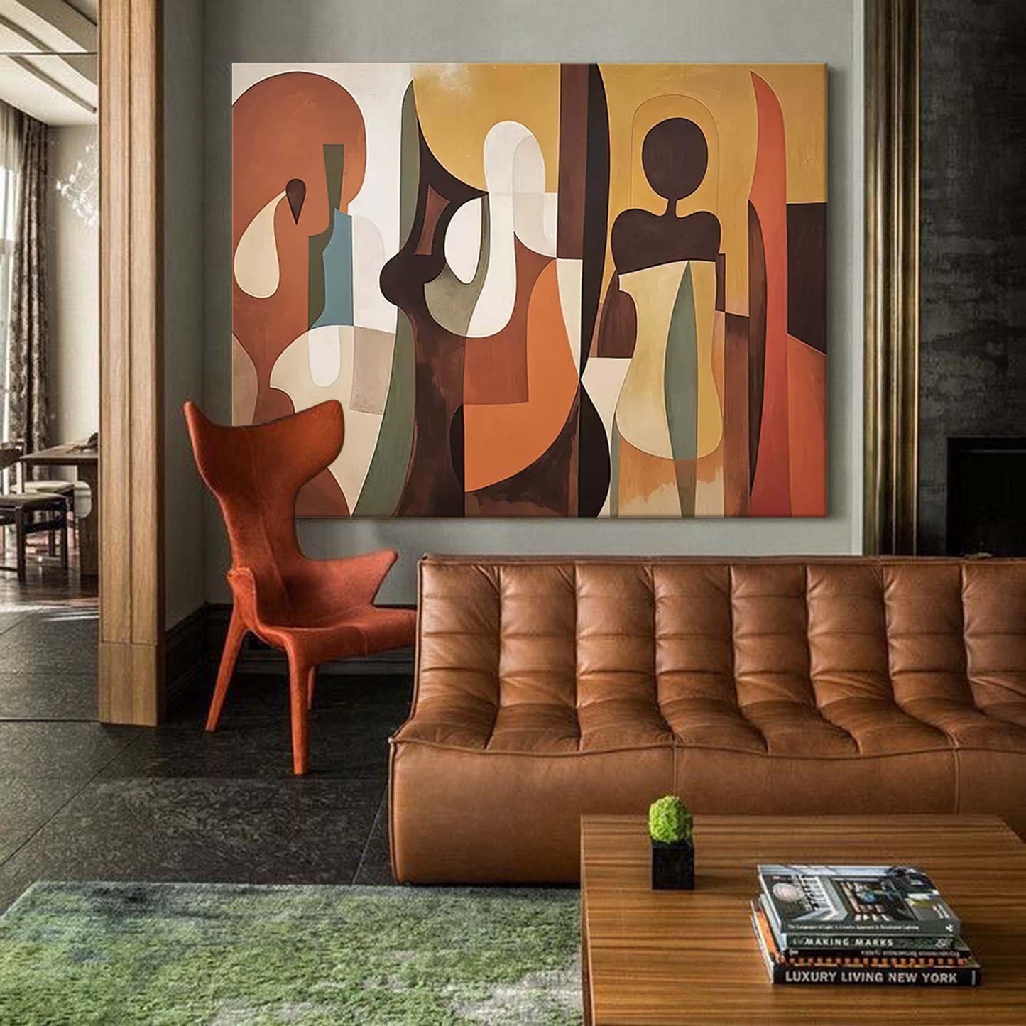 The Gathering - Figurative Abstract African Wall Art in Earth Tones