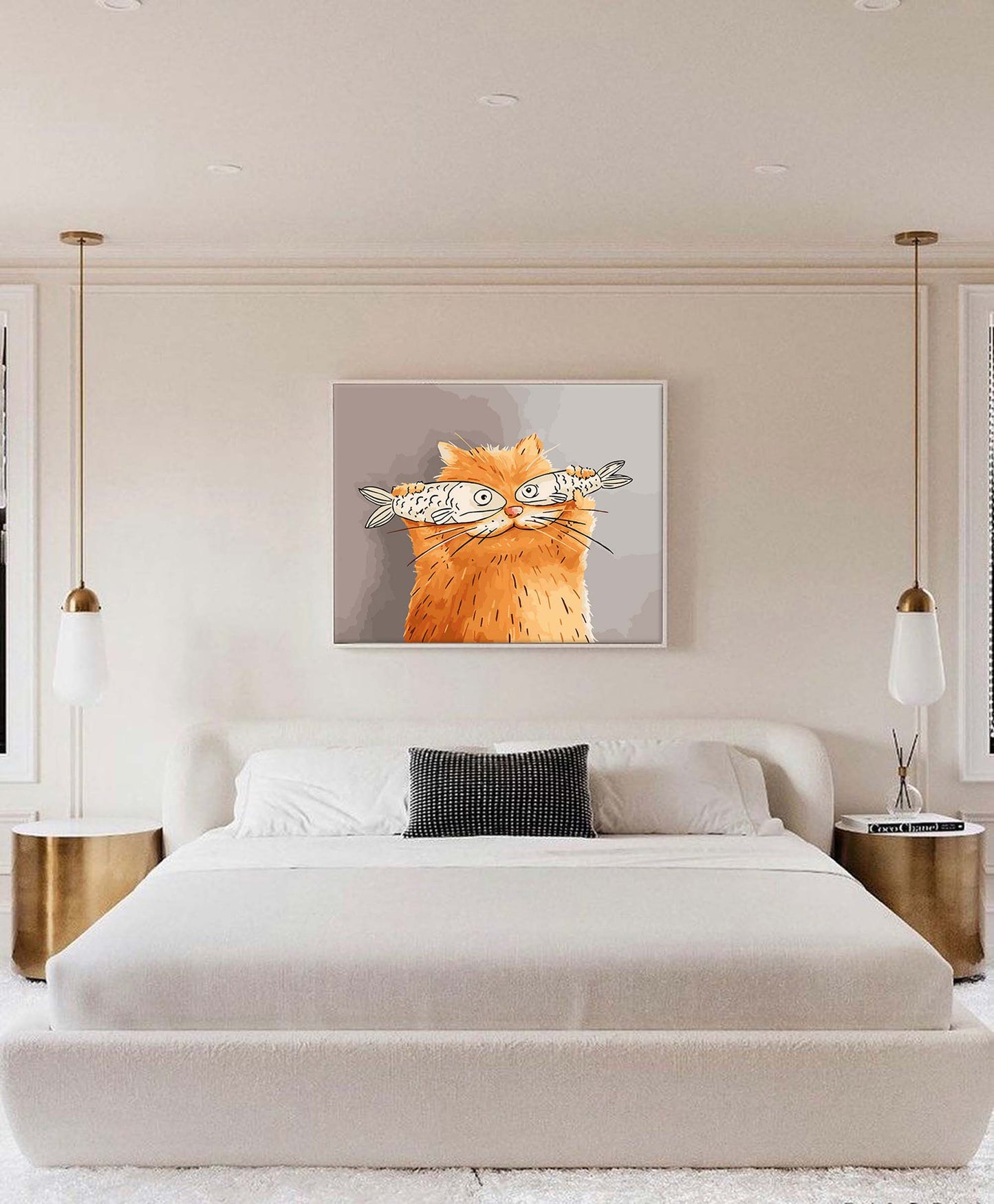 Fish Glasses - Funny Wall Art Quirky Cat Canvas Painting