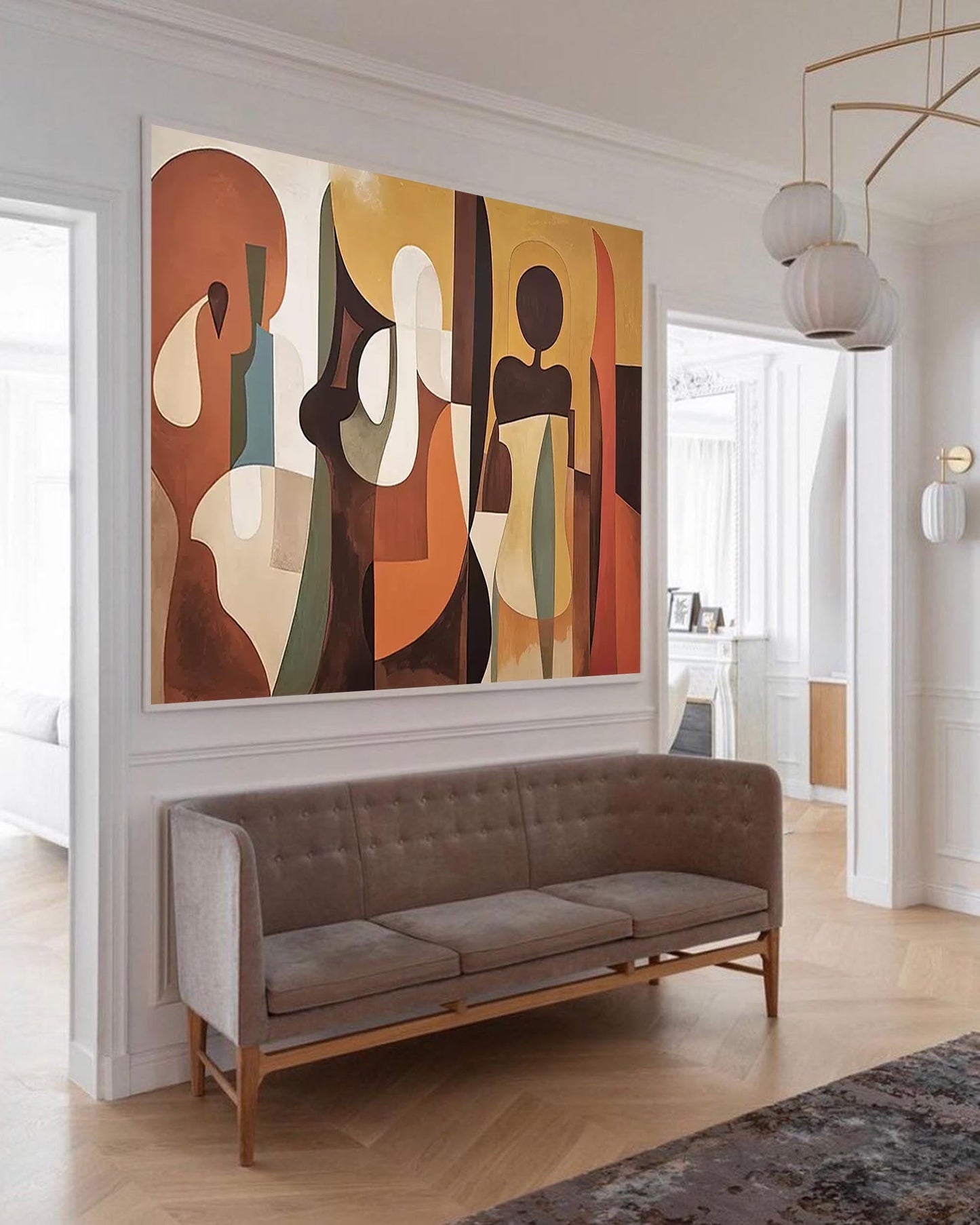 The Gathering - Figurative Abstract African Wall Art in Earth Tones