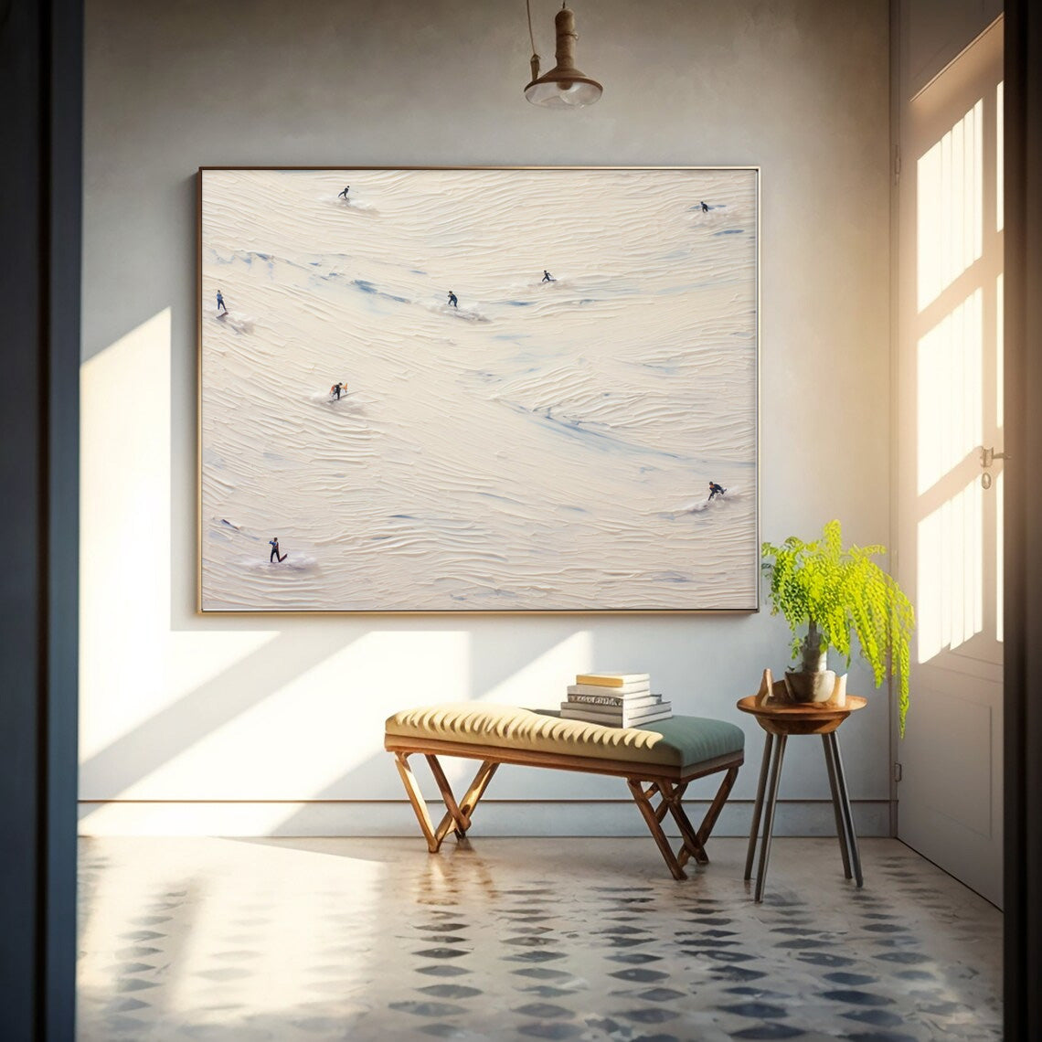 First Tracks - Panoramic Skiing Art and Textured Mountain Painting