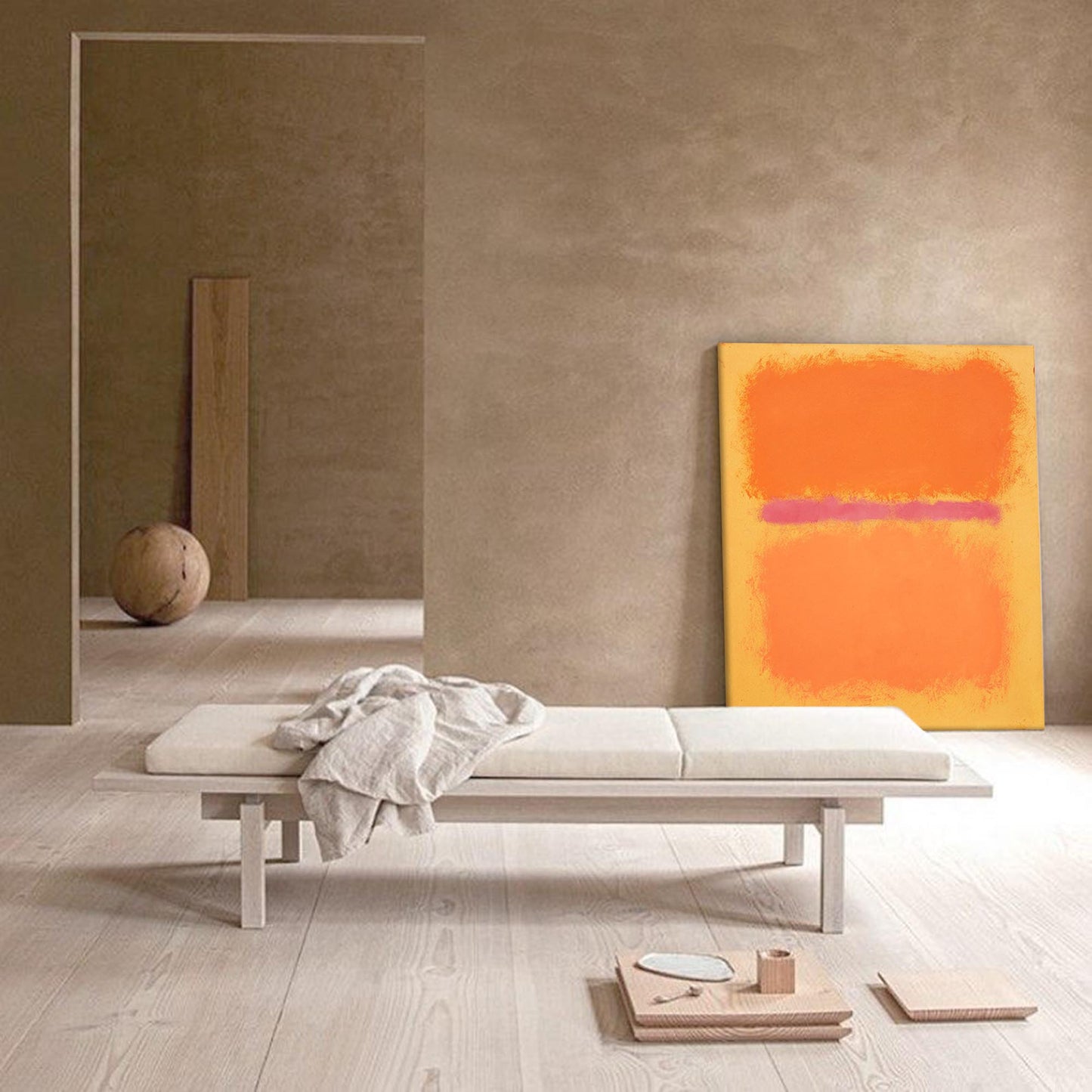 Radiant Fields - Minimalist Painting Orange and Pink Abstract