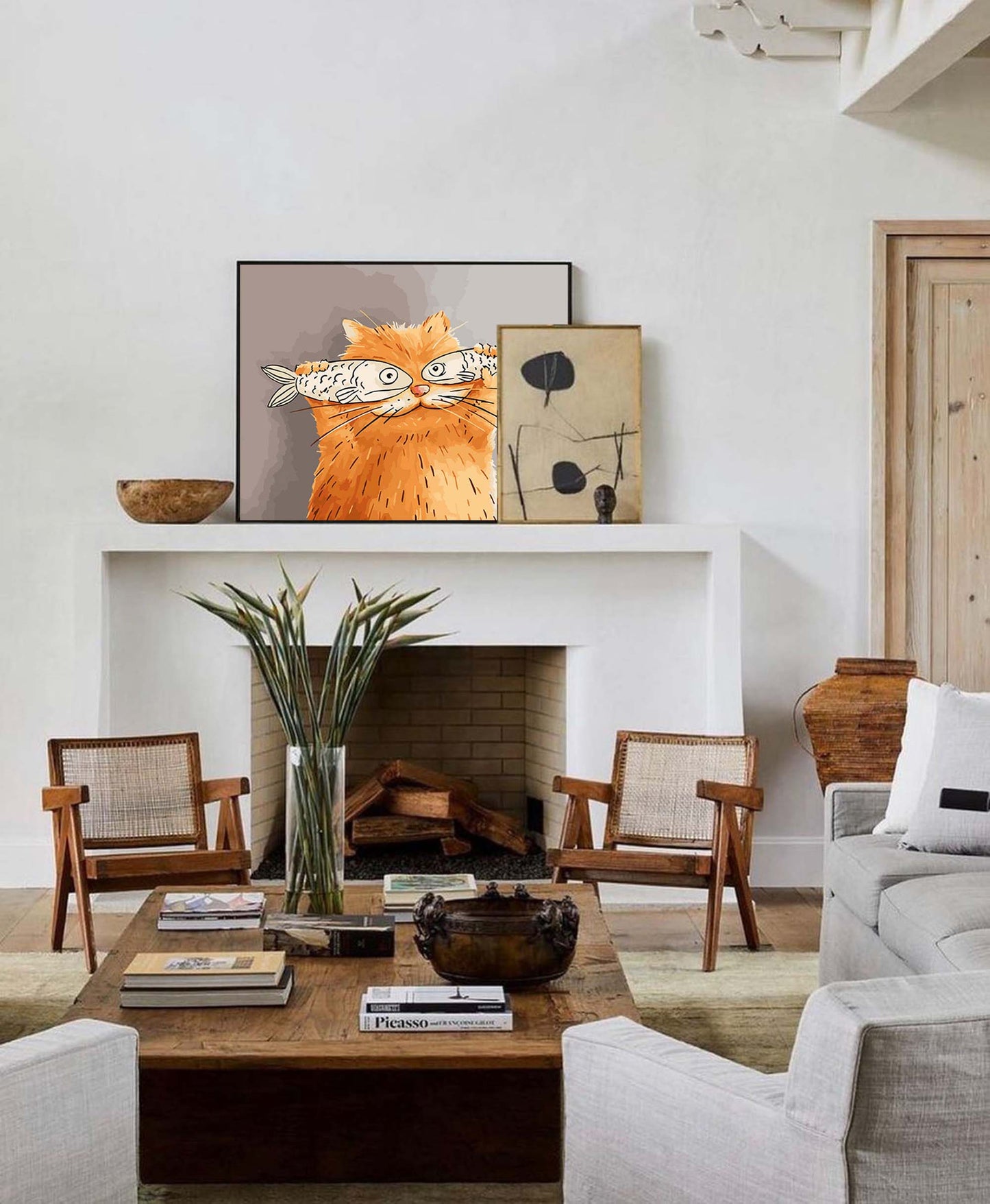 Fish Glasses - Funny Wall Art Quirky Cat Canvas Painting