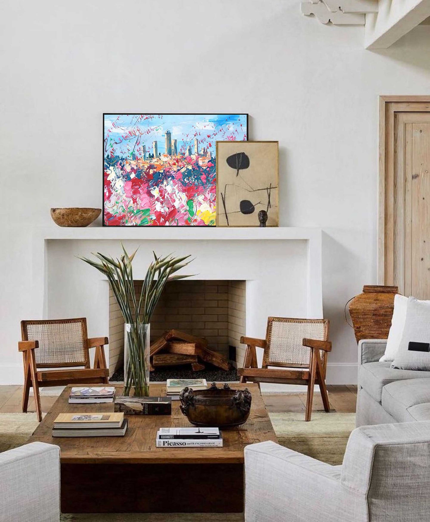 Meadow City - Abstract Flower Painting Colorful Landscape Canvas