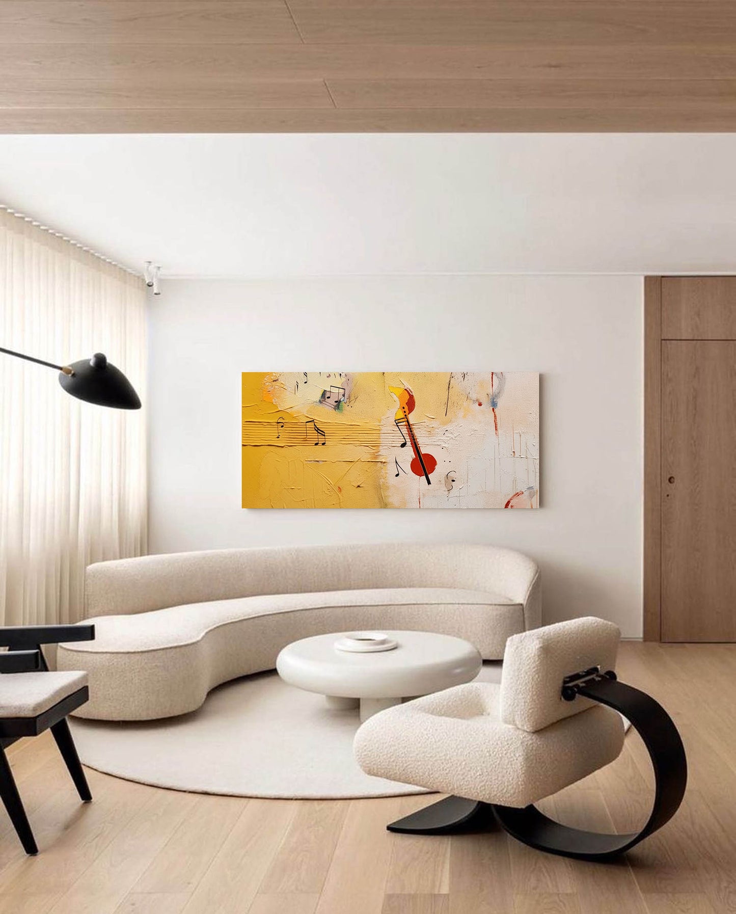 Yellow Sonata - Textured Music Wall Art, Abstract Horizontal Painting