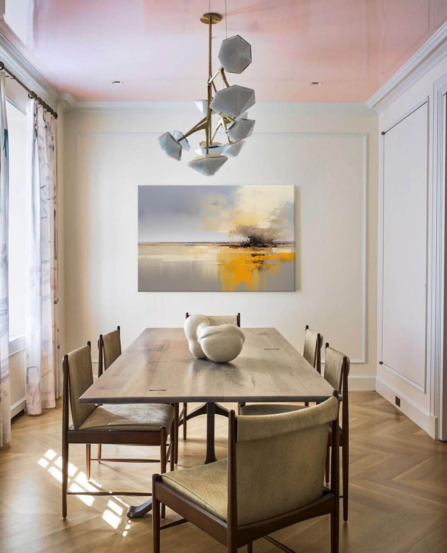 Stormy Gold - Grey and Yellow Wall Art Abstract Landscape Canvas