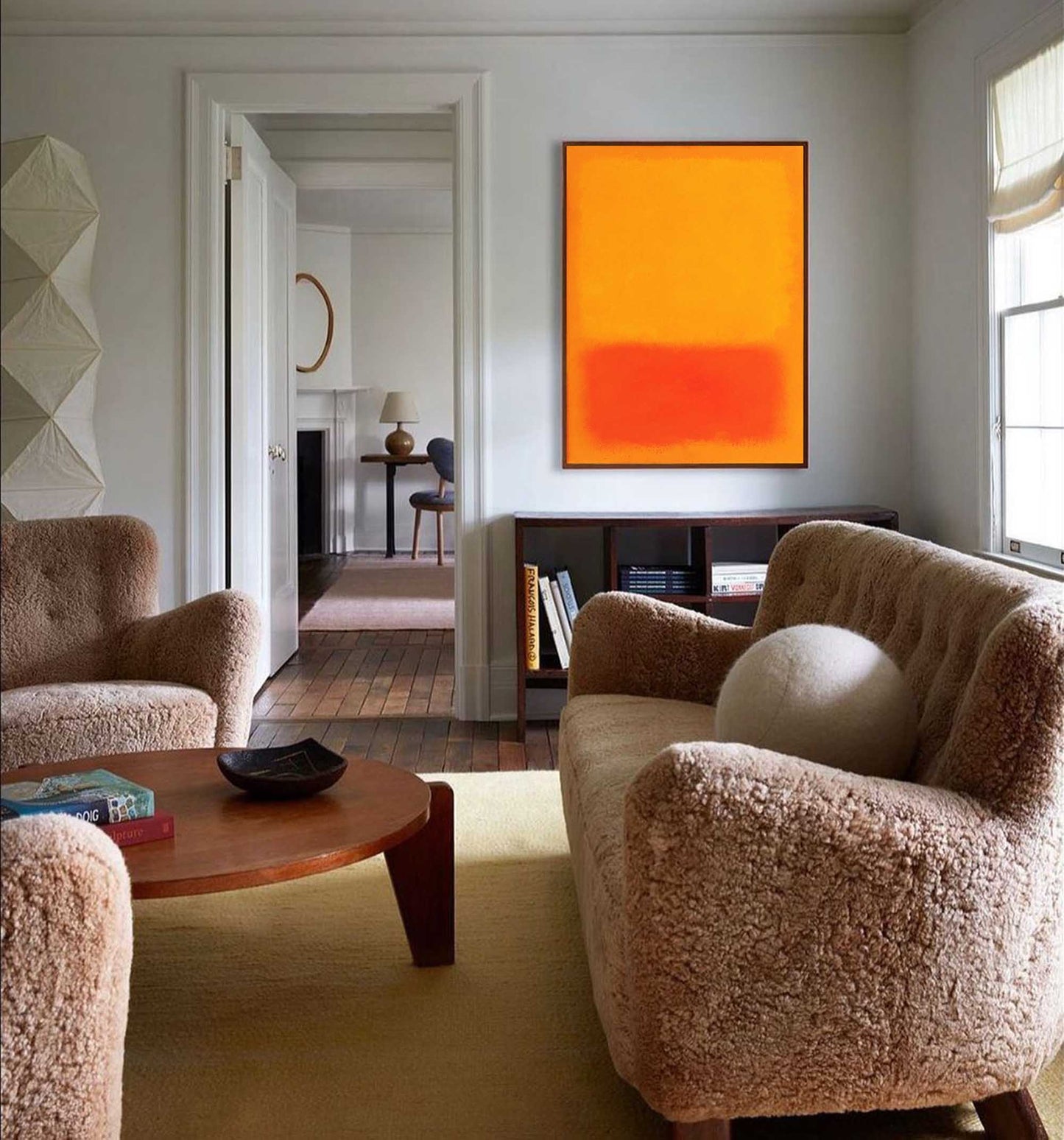 Luminous Field - Yellow Abstract Painting Modern Red & Orange Canvas