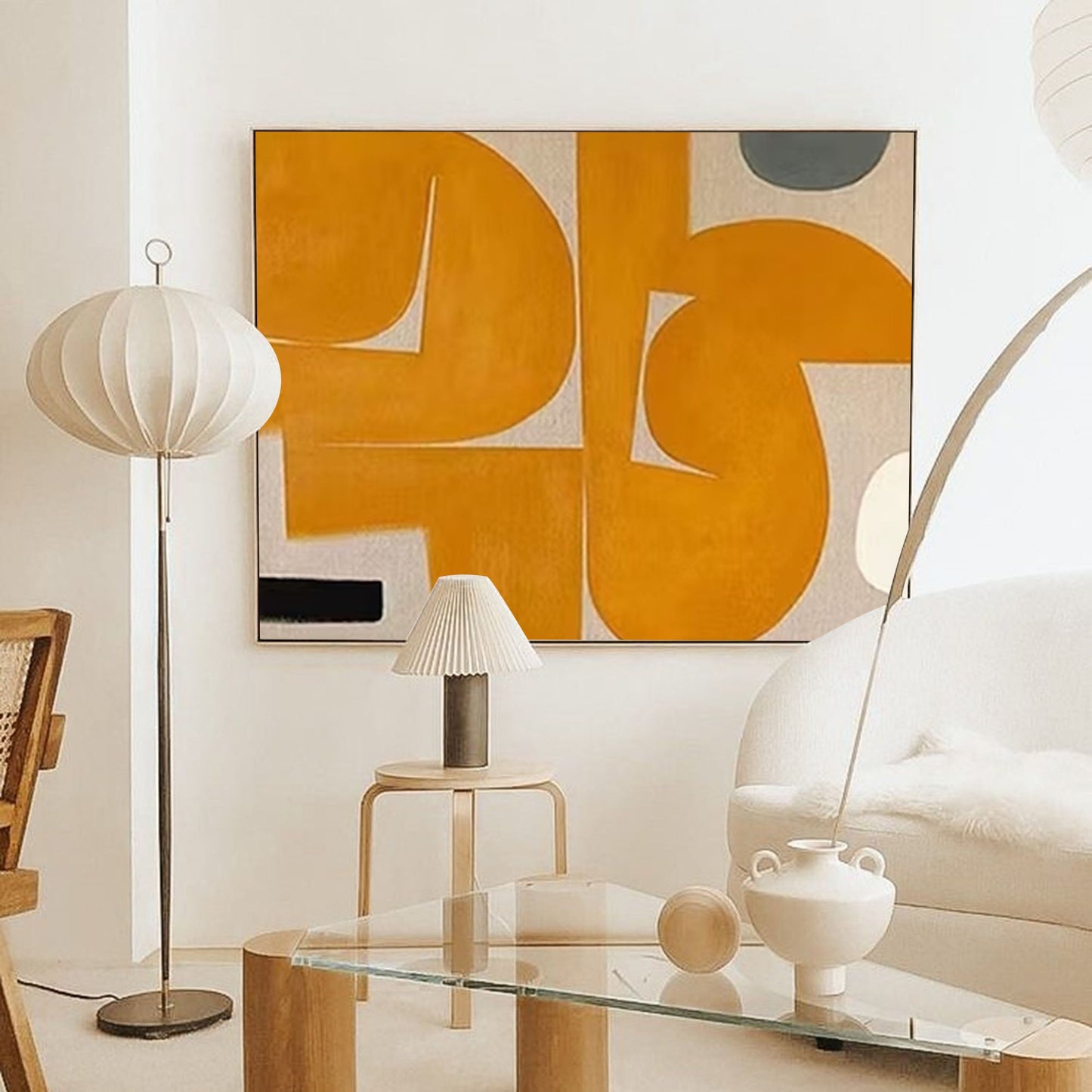 Ochre Forms - Mid Century Modern Wall Art Minimalist Abstract