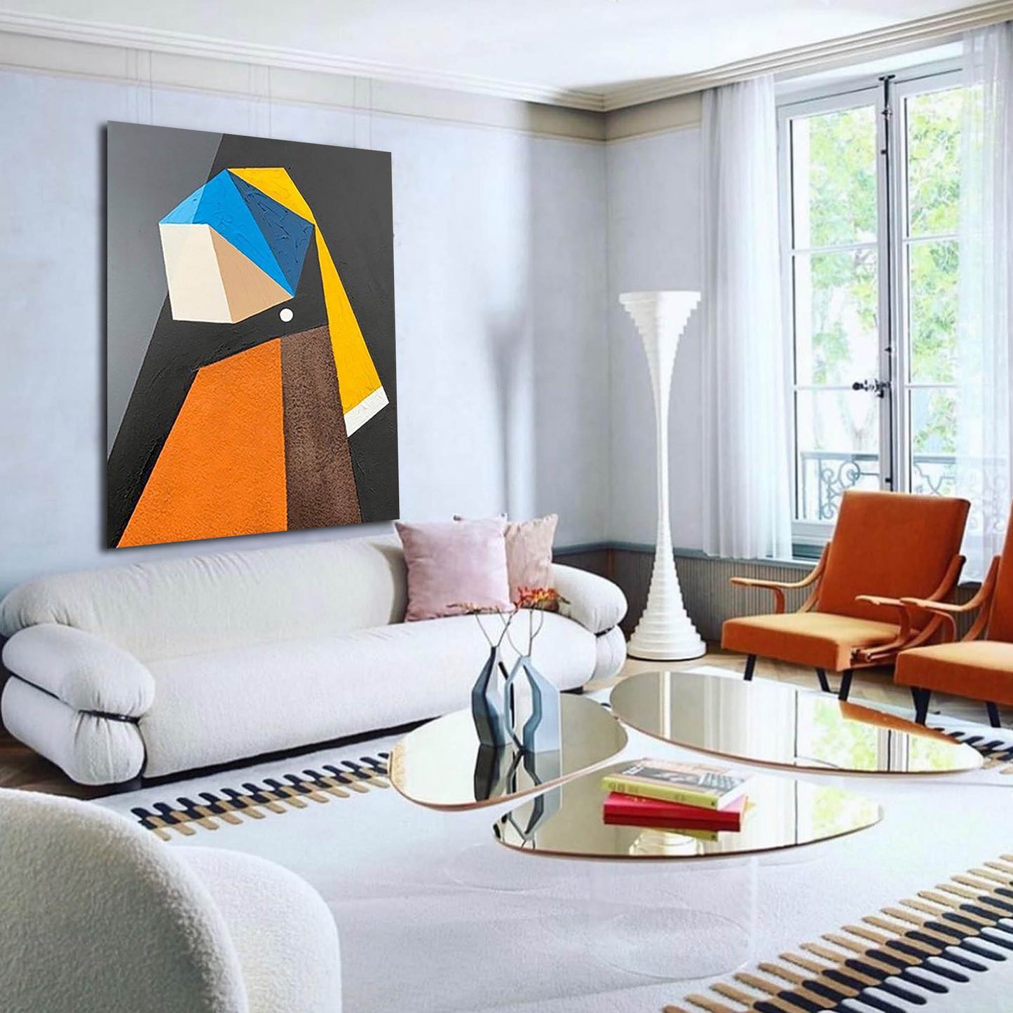 Geometric Pearl - Modern Cubist Style Geometric Wall Art Canvas