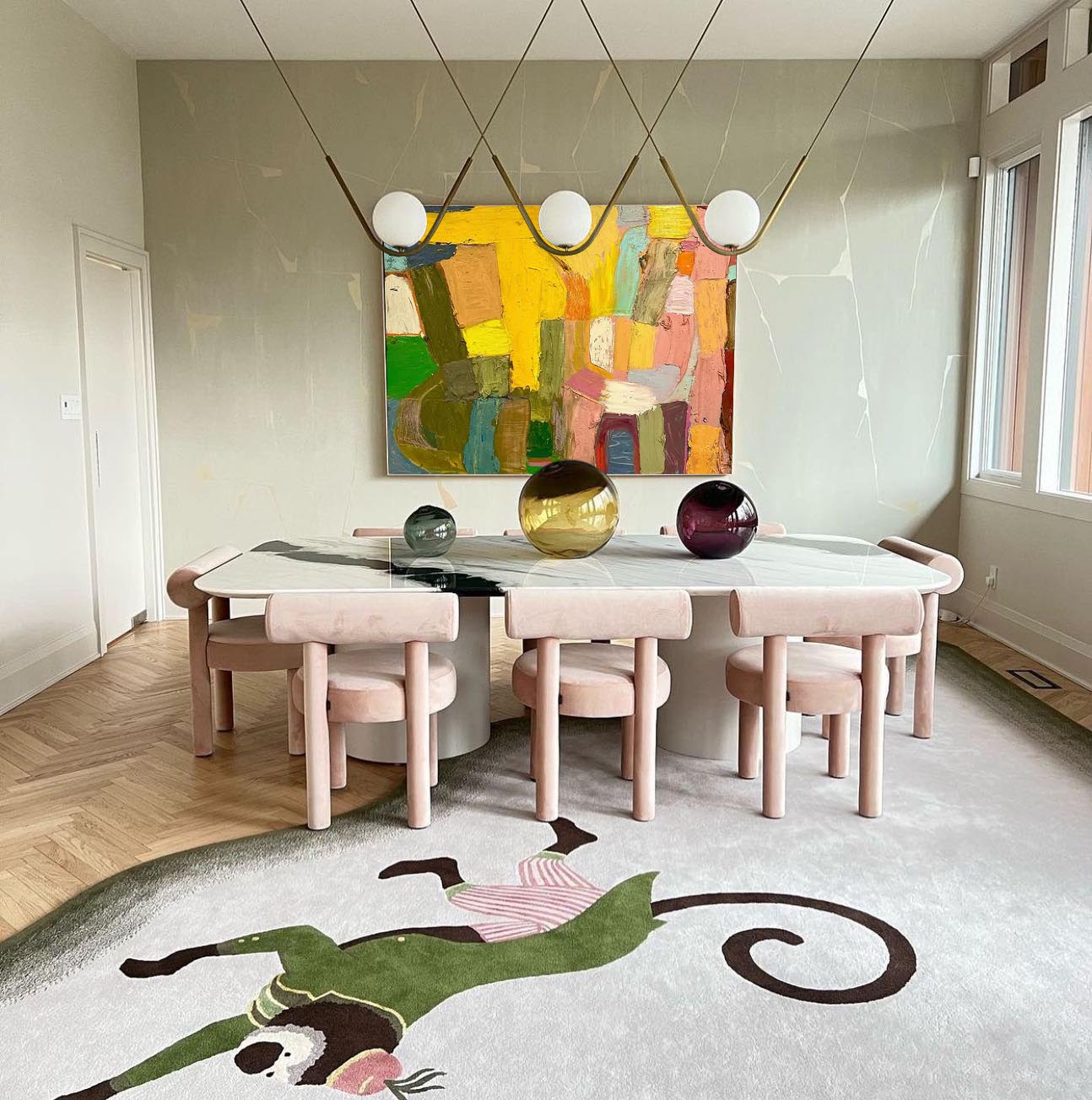 Village Light - Colorful Abstract Oil Painting, Heavy Texture Art